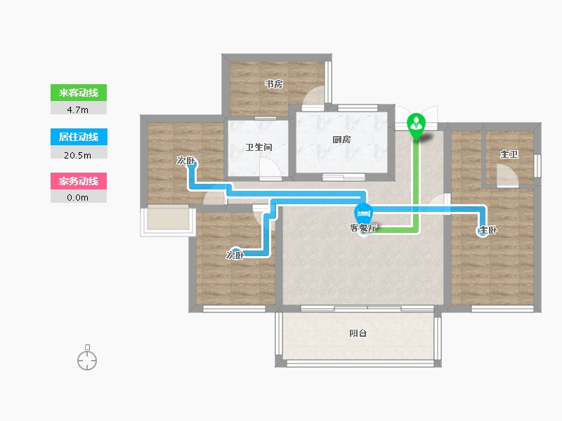 浙江省-金华市-花样年大溪谷-84.61-户型库-动静线