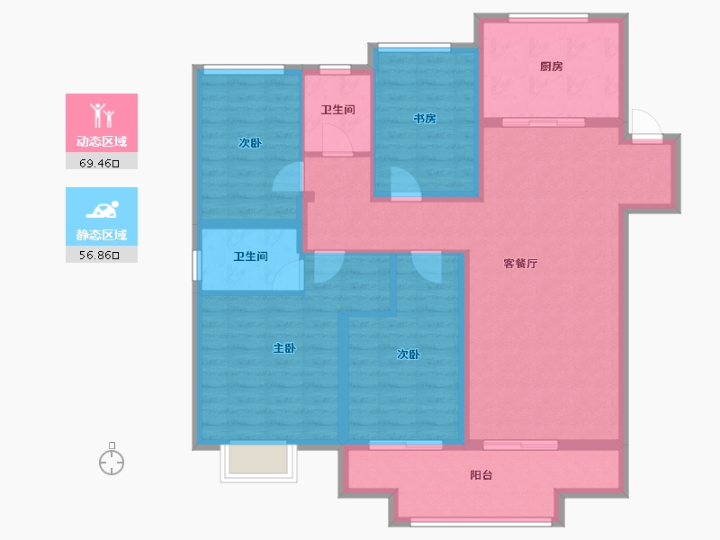 江苏省-镇江市-昌建融创·湖润园-113.46-户型库-动静分区