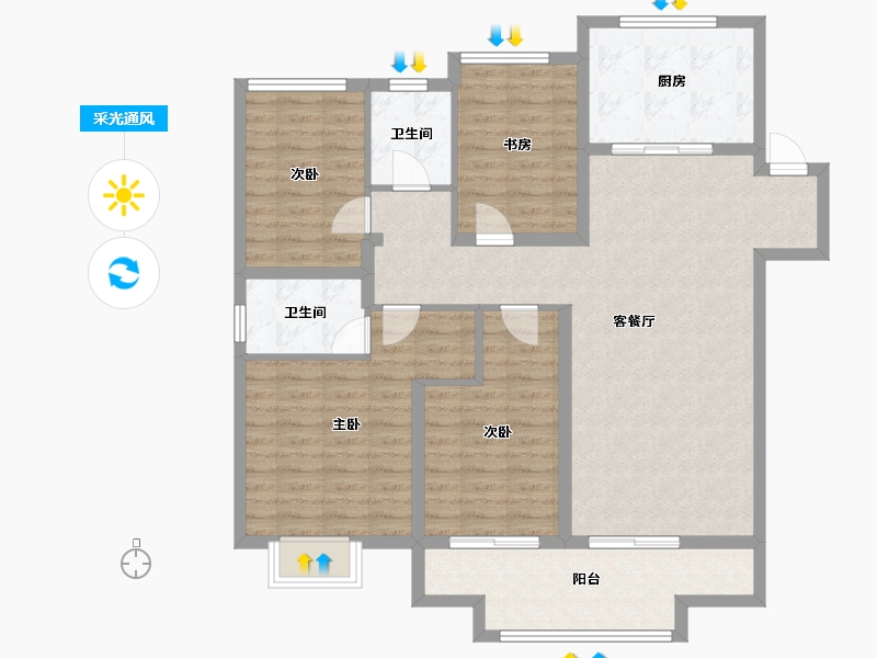 江苏省-镇江市-昌建融创·湖润园-113.46-户型库-采光通风