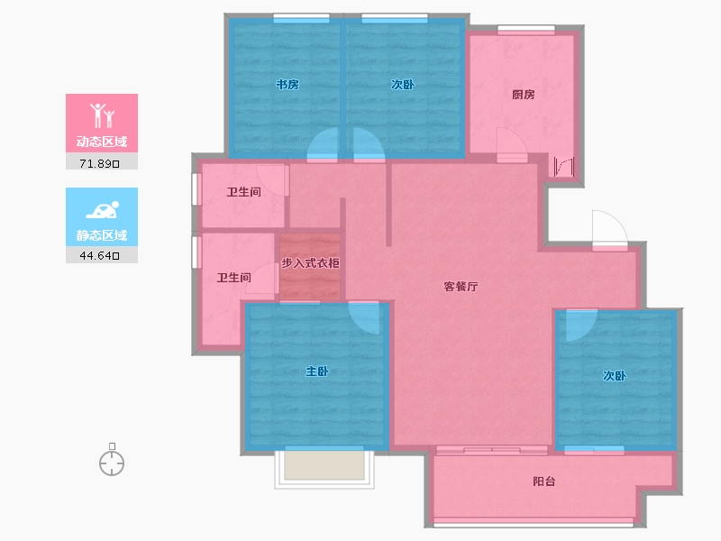 山东省-潍坊市-蓝城清风明月明月苑-104.55-户型库-动静分区