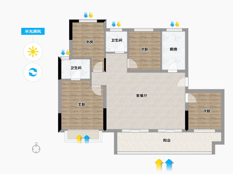 江苏省-镇江市-路劲港欣城-103.68-户型库-采光通风