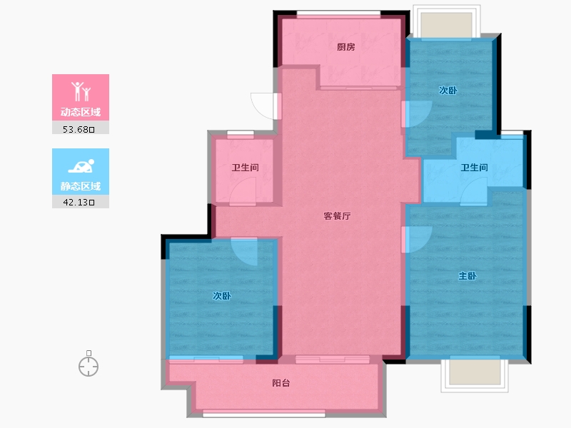 江苏省-镇江市-万科翡翠江湾-86.16-户型库-动静分区