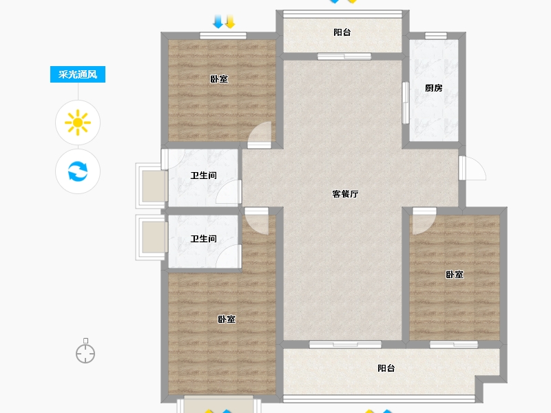 河南省-洛阳市-夏都水岸-115.12-户型库-采光通风