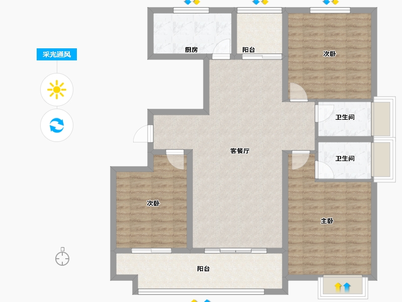 河南省-洛阳市-夏都水岸-110.97-户型库-采光通风