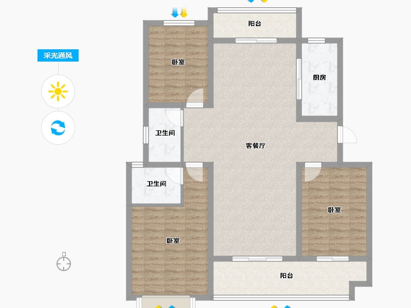 河南省-洛阳市-夏都水岸-115.52-户型库-采光通风