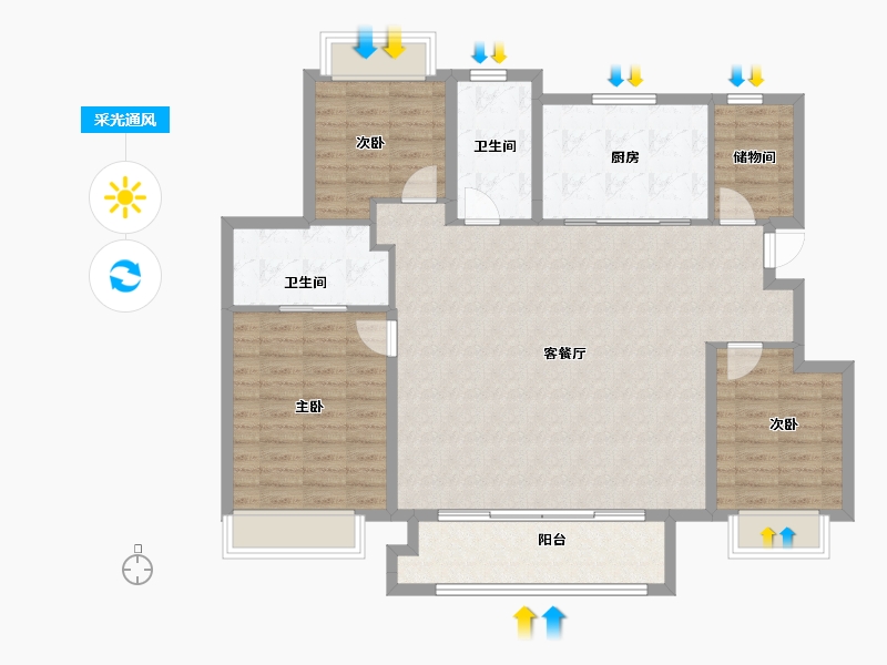 江苏省-镇江市-金辉·优步鑫苑-116.79-户型库-采光通风