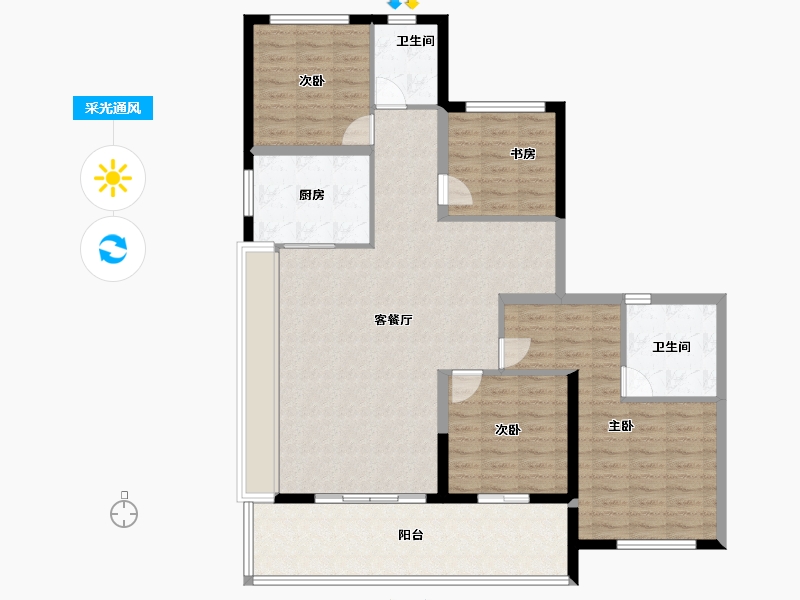 浙江省-绍兴市-阳光城碧桂园玺园-119.67-户型库-采光通风