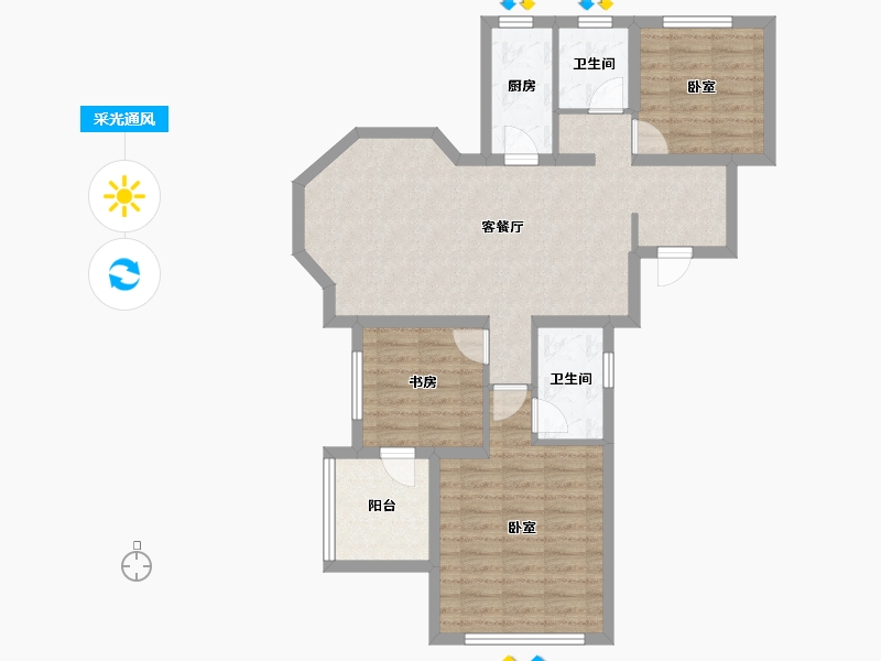 江苏省-镇江市-开元·香山壹境-84.00-户型库-采光通风