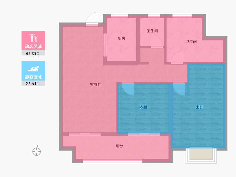 江苏省-镇江市-万科翡翠江湾-81.93-户型库-动静分区