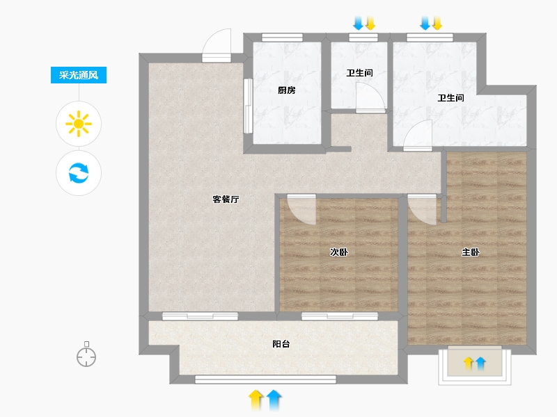 江苏省-镇江市-万科翡翠江湾-81.93-户型库-采光通风