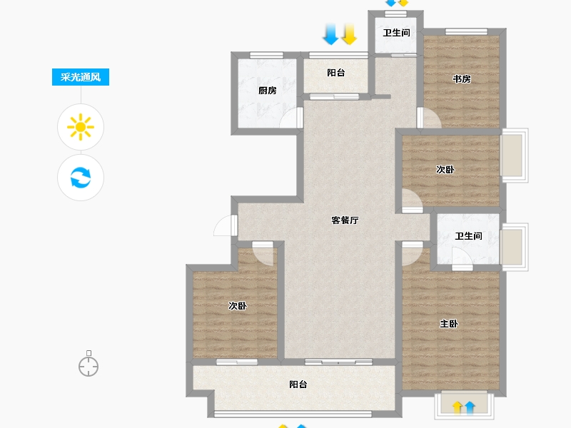 河南省-洛阳市-夏都水岸-123.35-户型库-采光通风