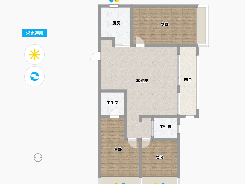 河南省-郑州市-碧桂园双湖城-112.00-户型库-采光通风