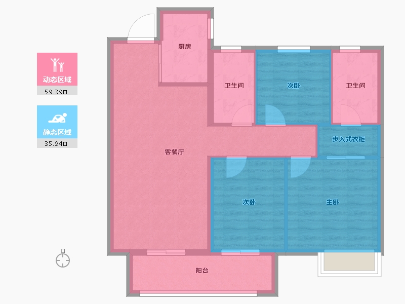 江苏省-镇江市-金辉·优步鑫苑-86.05-户型库-动静分区