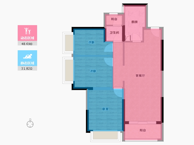 广东省-惠州市-惠阳雅居乐花园-71.60-户型库-动静分区