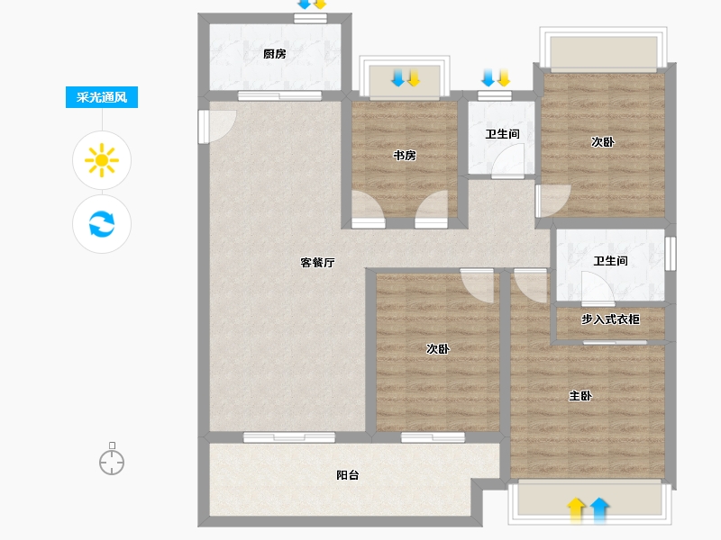 江苏省-镇江市-金辉·优步鑫苑-102.34-户型库-采光通风