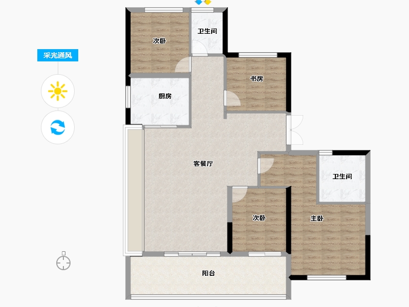 浙江省-绍兴市-阳光城碧桂园玺园-119.84-户型库-采光通风