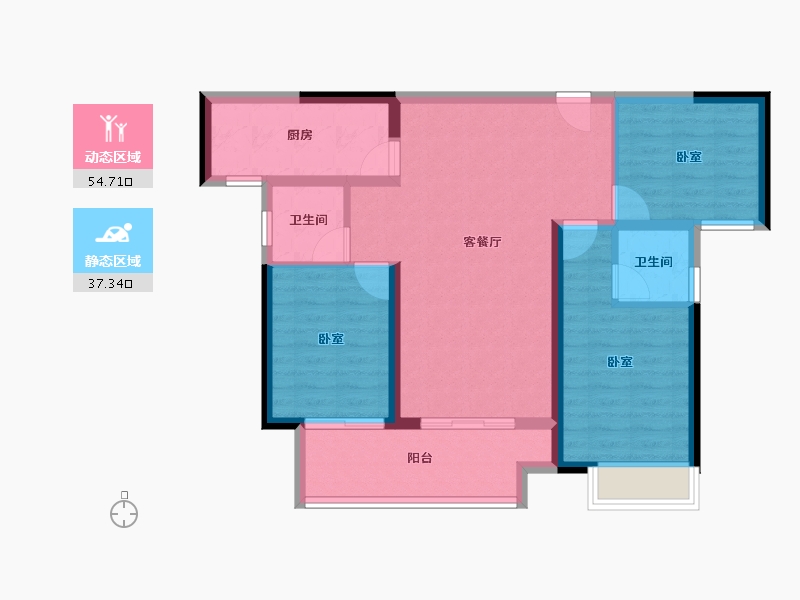 河南省-洛阳市-泽京铂宸万达广场-82.22-户型库-动静分区