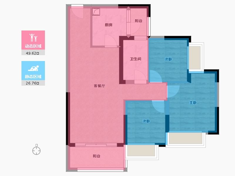 四川省-成都市-恒大滨河左岸-72.00-户型库-动静分区