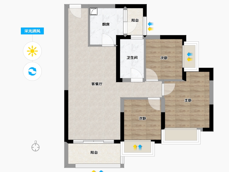 四川省-成都市-恒大滨河左岸-72.00-户型库-采光通风