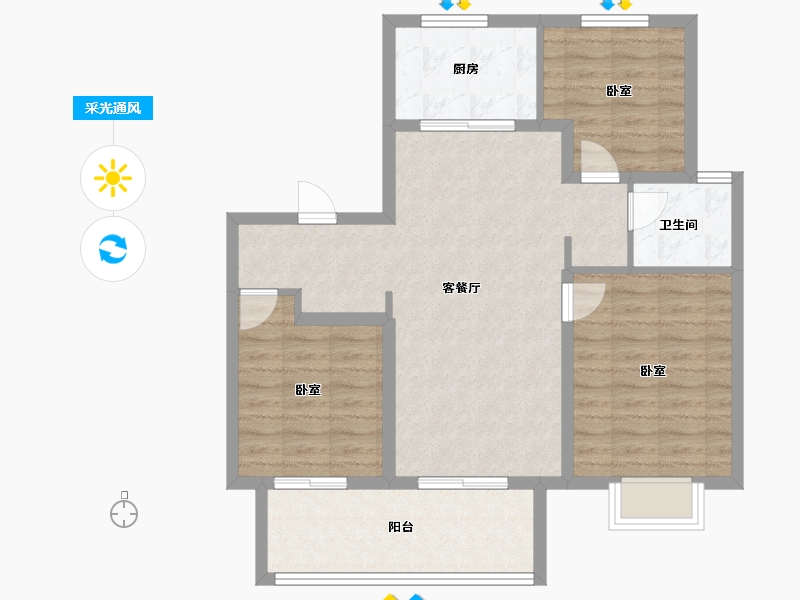 江苏省-镇江市-旭辉·宸品-84.29-户型库-采光通风