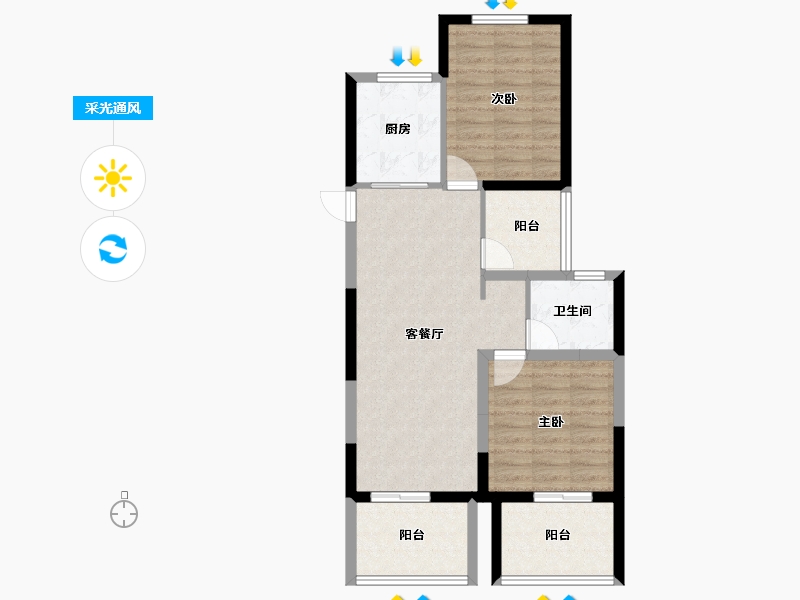 浙江省-绍兴市-绍兴鉴湖印象-75.49-户型库-采光通风