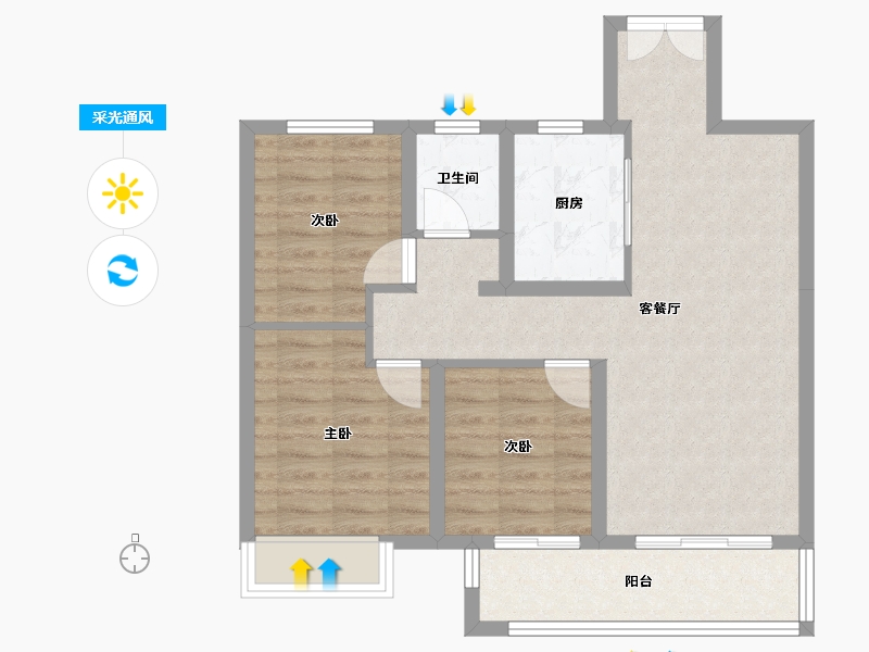 河北省-沧州市-吾悦华府-72.00-户型库-采光通风