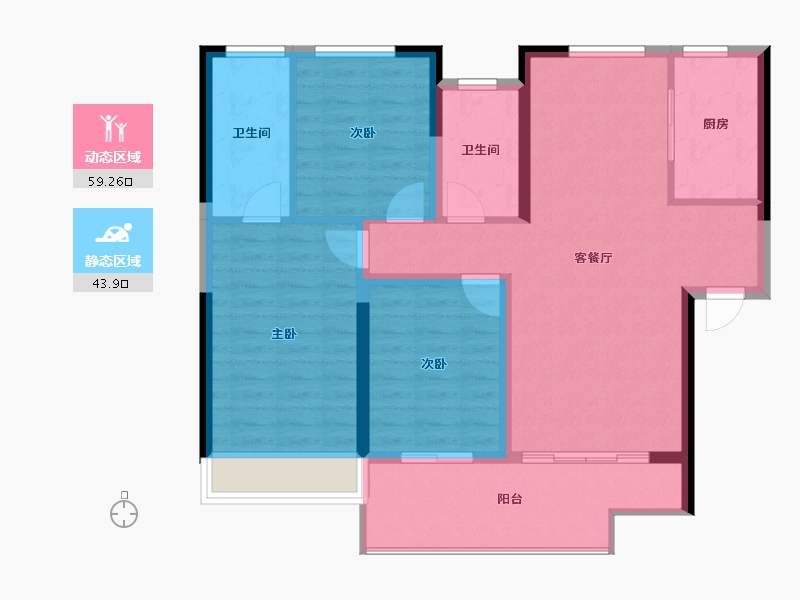 河南省-洛阳市-泽京铂宸万达广场-93.03-户型库-动静分区