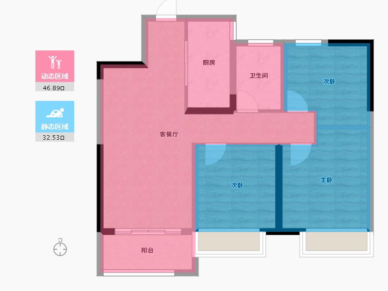 河南省-南阳市-建业大城小院-70.57-户型库-动静分区