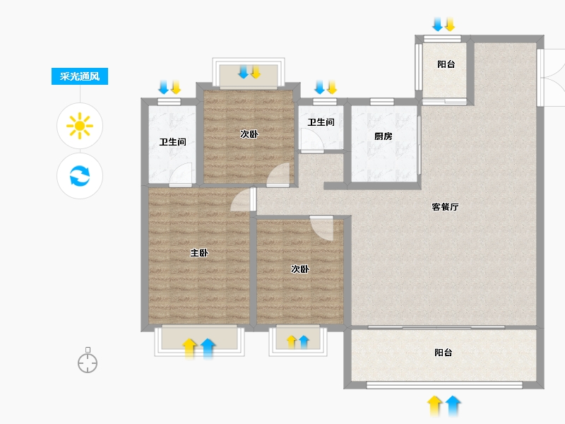 江苏省-镇江市-金辉·优步鑫苑-115.34-户型库-采光通风