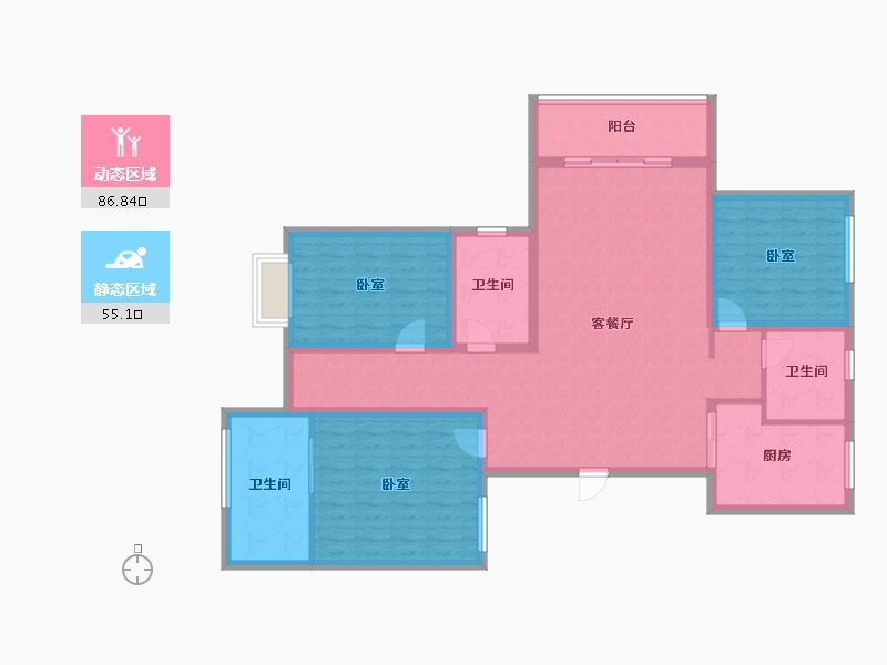 江苏省-镇江市-开元·香山壹境-128.00-户型库-动静分区