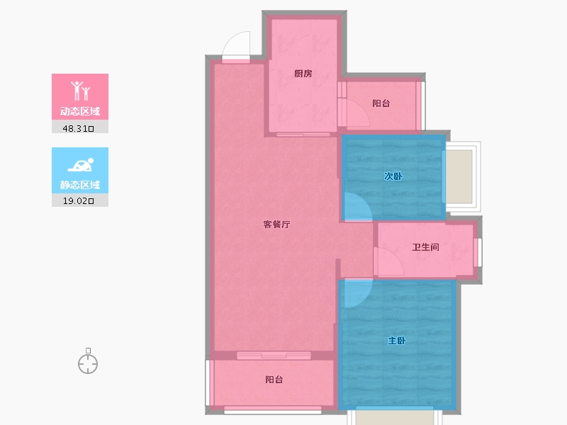 云南省-昆明市-昆明恒大云报华府上华琚-60.12-户型库-动静分区