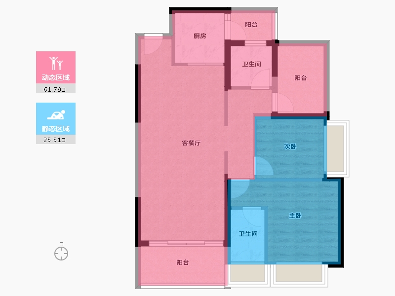 广东省-惠州市-鸿润腾韵花园-77.97-户型库-动静分区