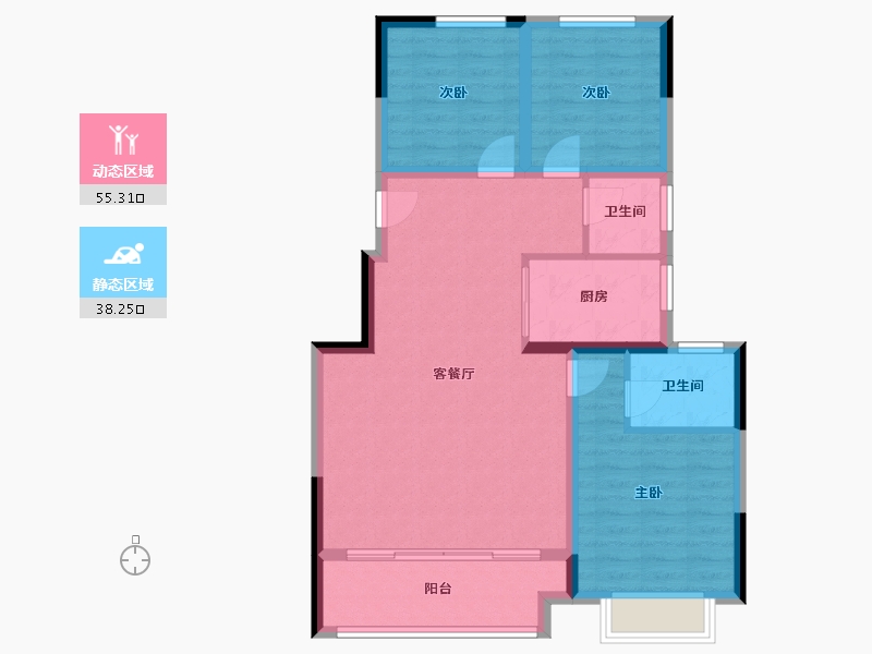 江苏省-镇江市-金辉·优步鑫苑-84.00-户型库-动静分区