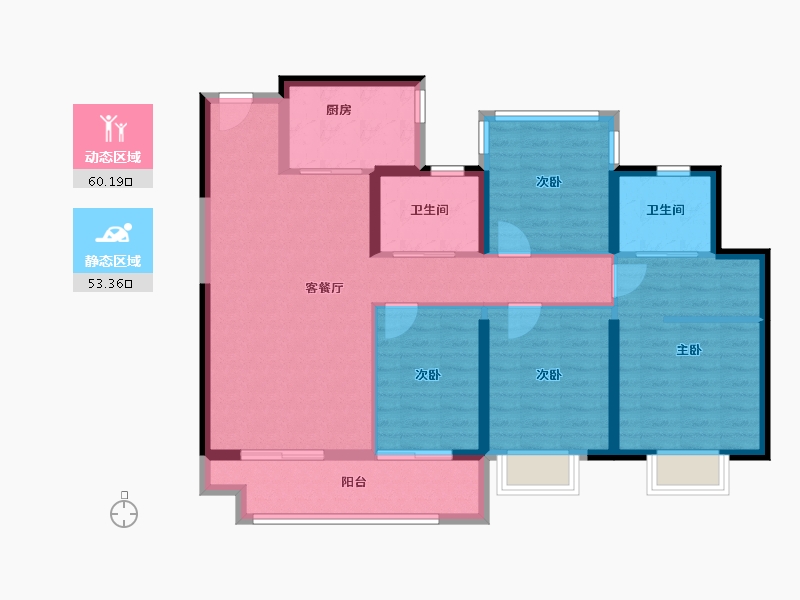 江苏省-镇江市-恒泰·蓝湾-101.75-户型库-动静分区