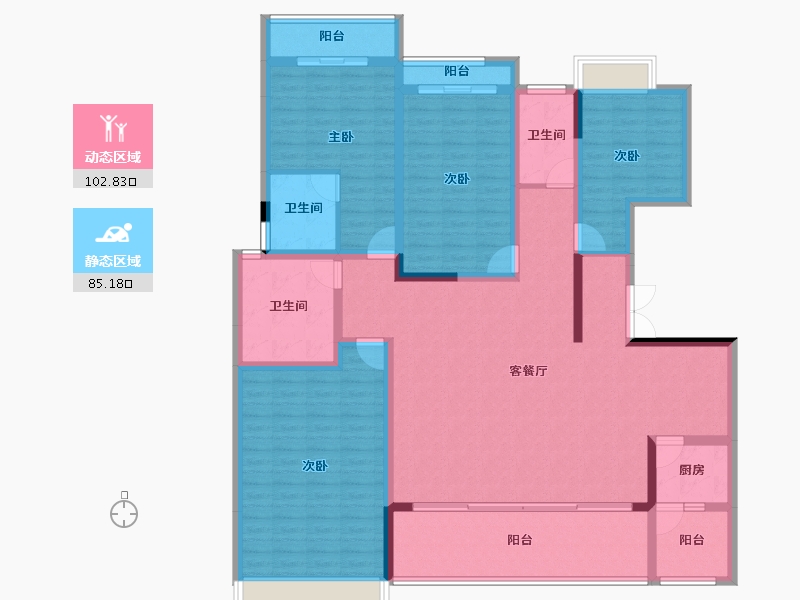 重庆-重庆市-嘉陵江天-169.40-户型库-动静分区