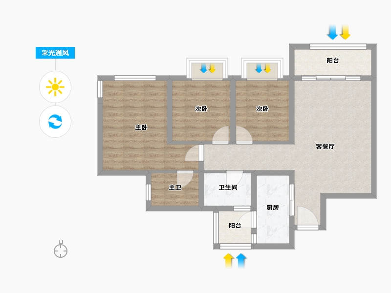 浙江省-金华市-御景峰阁-78.49-户型库-采光通风