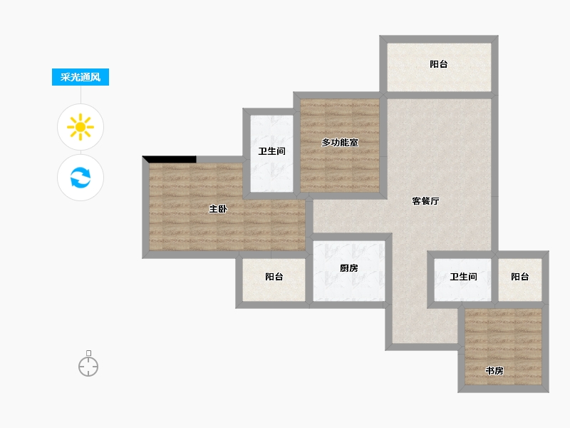 贵州省-贵阳市-中环国际F区(公园1号)-89.00-户型库-采光通风