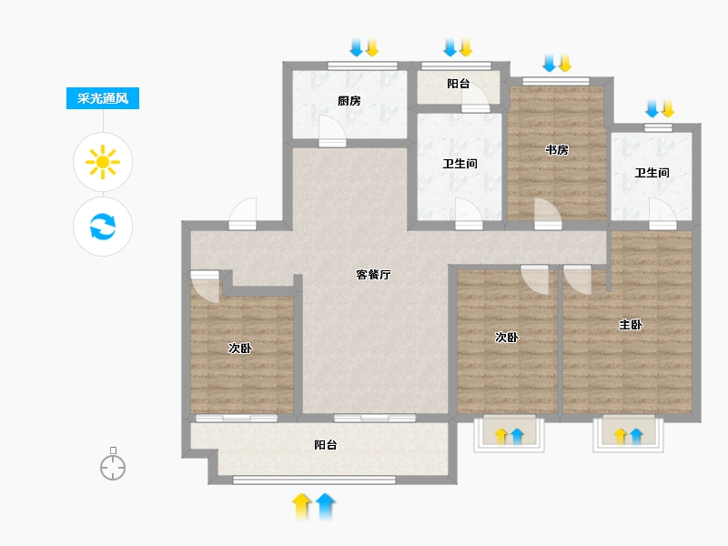 江苏省-镇江市-万科翡翠江湾-121.83-户型库-采光通风