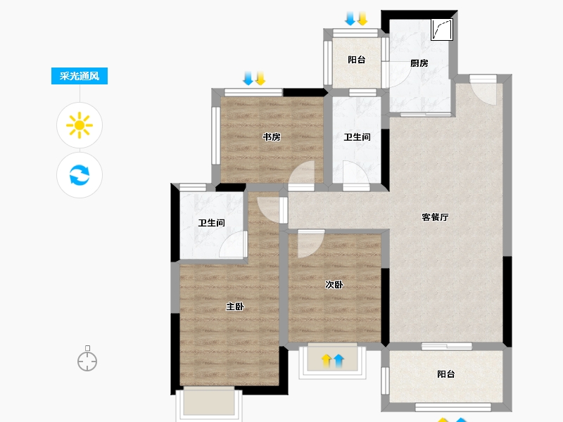 广西壮族自治区-柳州市-彰泰江与城-80.05-户型库-采光通风