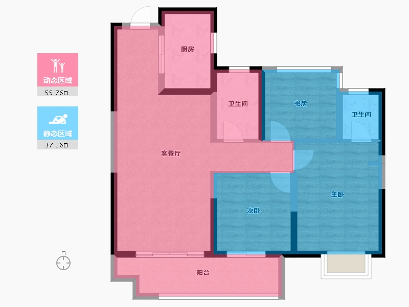 江苏省-镇江市-恒泰·蓝湾-82.84-户型库-动静分区