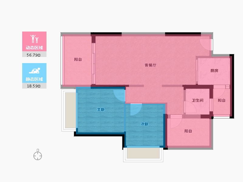 广东省-惠州市-鸿润腾韵花园-67.01-户型库-动静分区