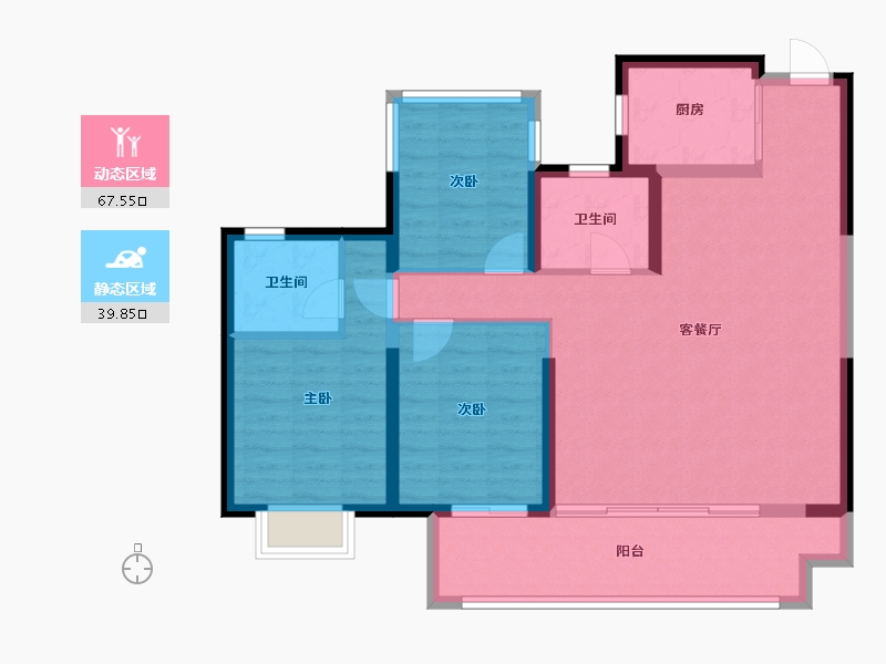 江苏省-镇江市-恒泰·蓝湾-96.68-户型库-动静分区