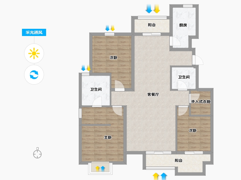 江苏省-镇江市-恒泰·蓝湾-102.28-户型库-采光通风