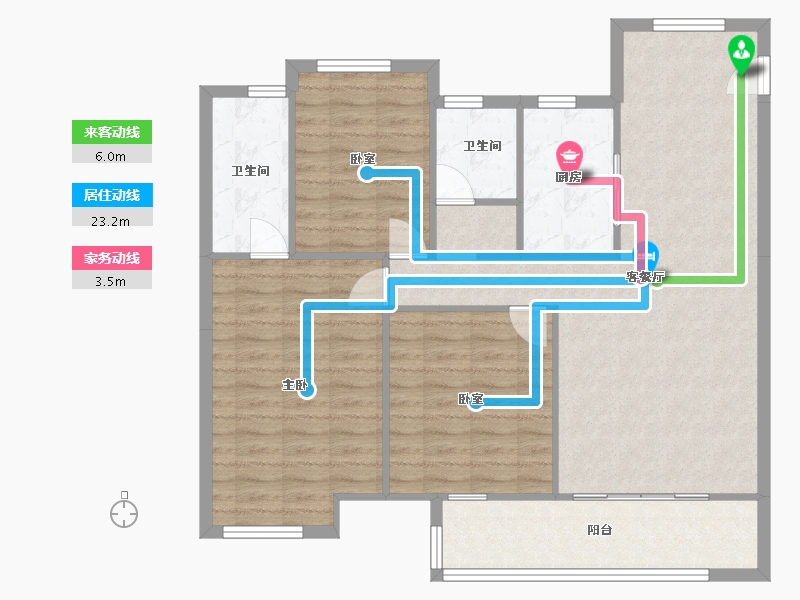 湖北省-黄冈市-卓尔黄冈客厅-107.01-户型库-动静线