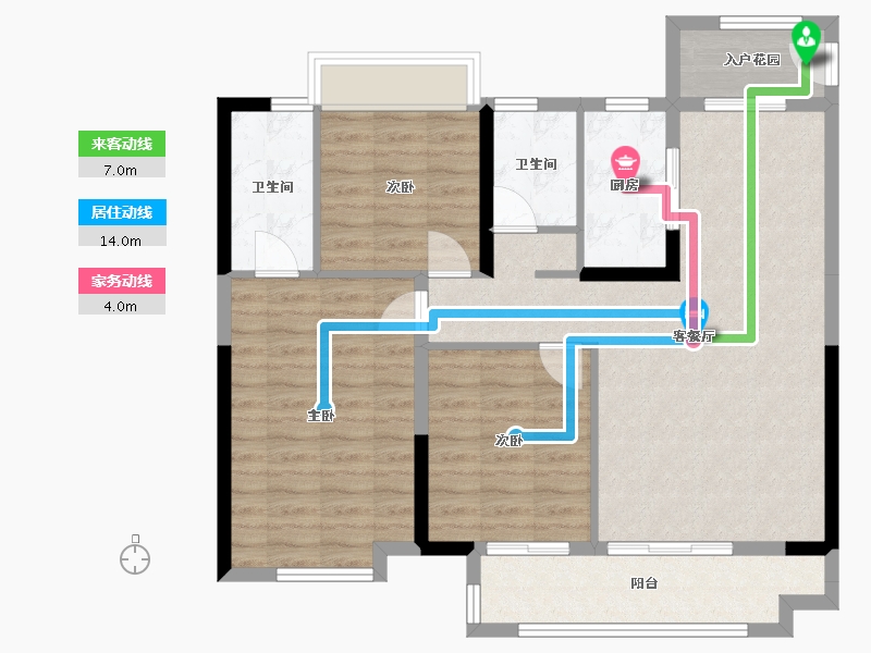 湖北省-黄冈市-黄冈客厅-107.00-户型库-动静线