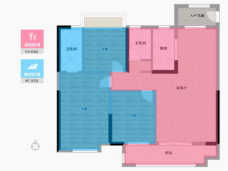 湖北省-黄冈市-黄冈客厅-107.00-户型库-动静分区