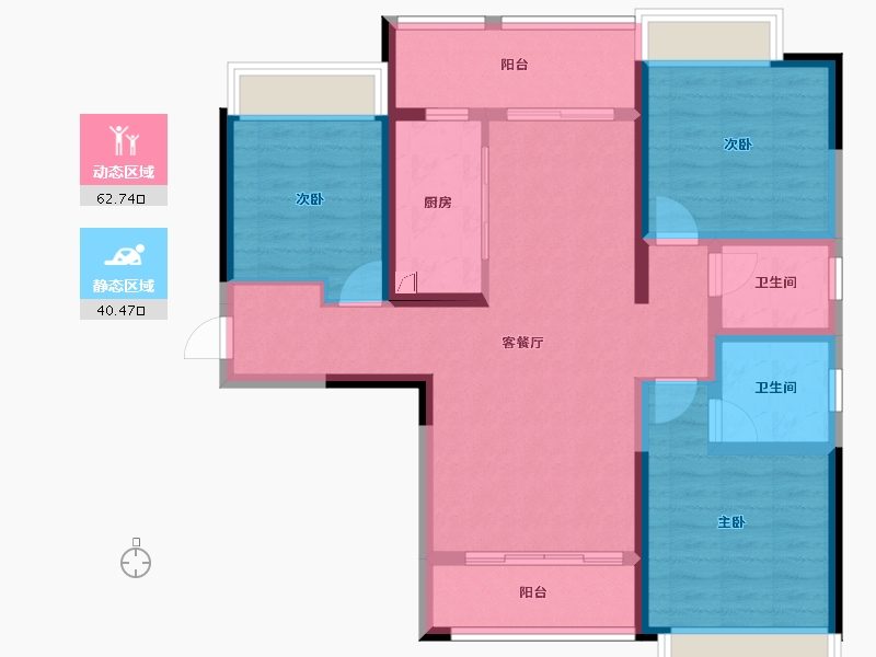 四川省-成都市-金沙宸宇公馆-91.13-户型库-动静分区