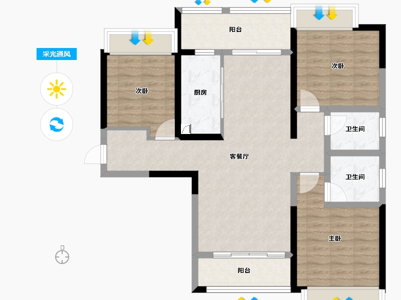 四川省-成都市-金沙宸宇公馆-91.13-户型库-采光通风