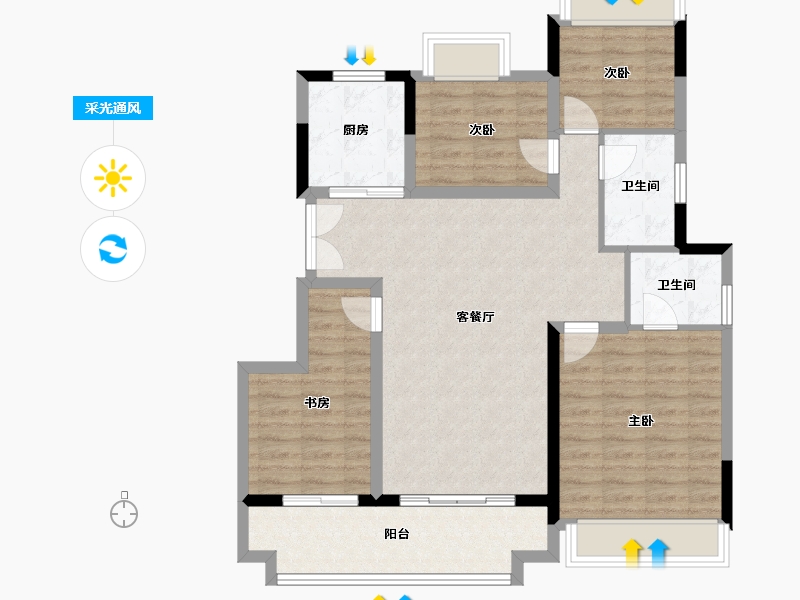 江苏省-镇江市-金科祥生·悦园-97.60-户型库-采光通风