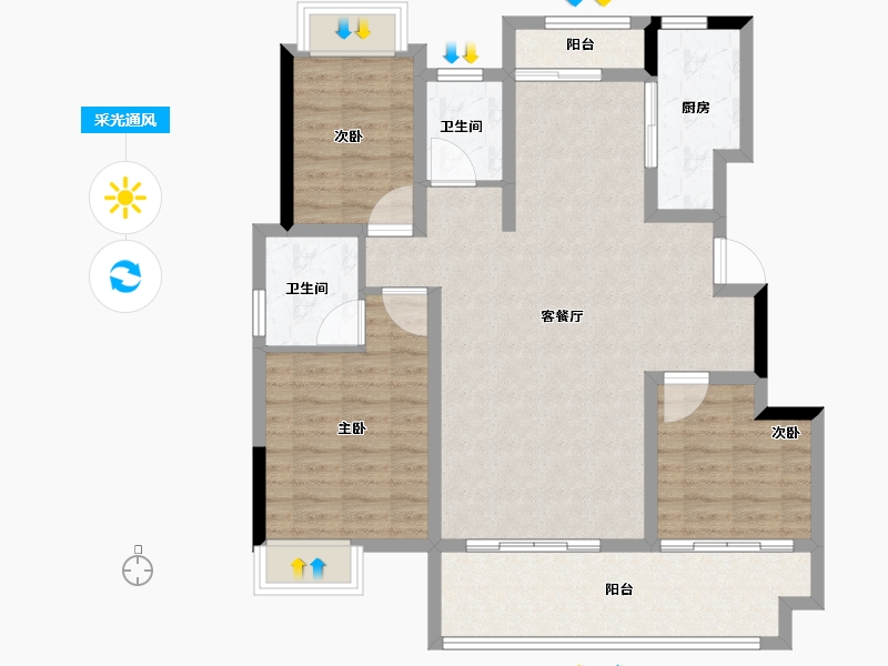 海南省-陵水黎族自治县-天璞公馆-98.40-户型库-采光通风